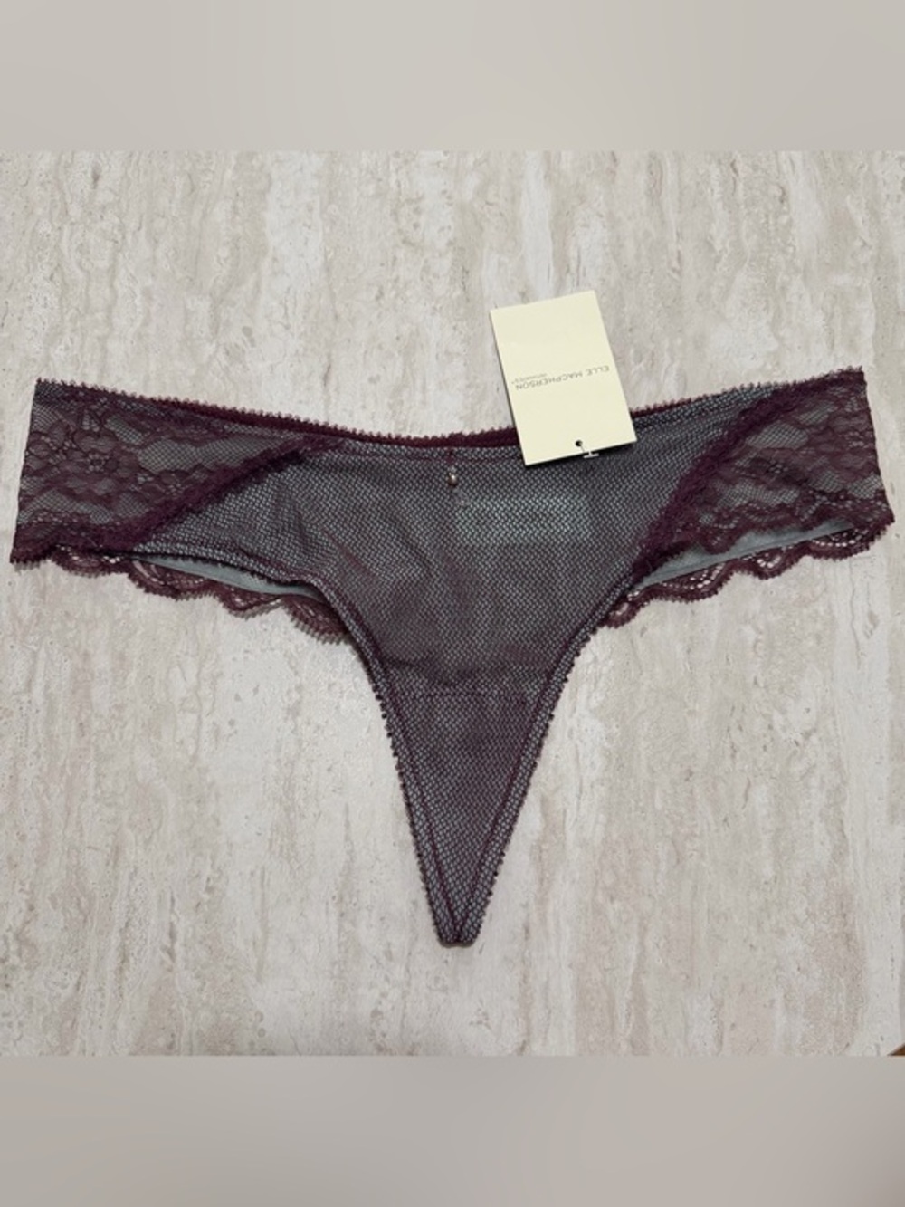 NWT Elle Macpherson Intimates Lace Mesh Thong Panties *M *Rare